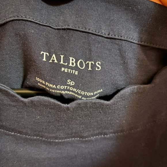 Talbots Navy Scalloped Neck Top Tee‎ - Picture 7 of 12